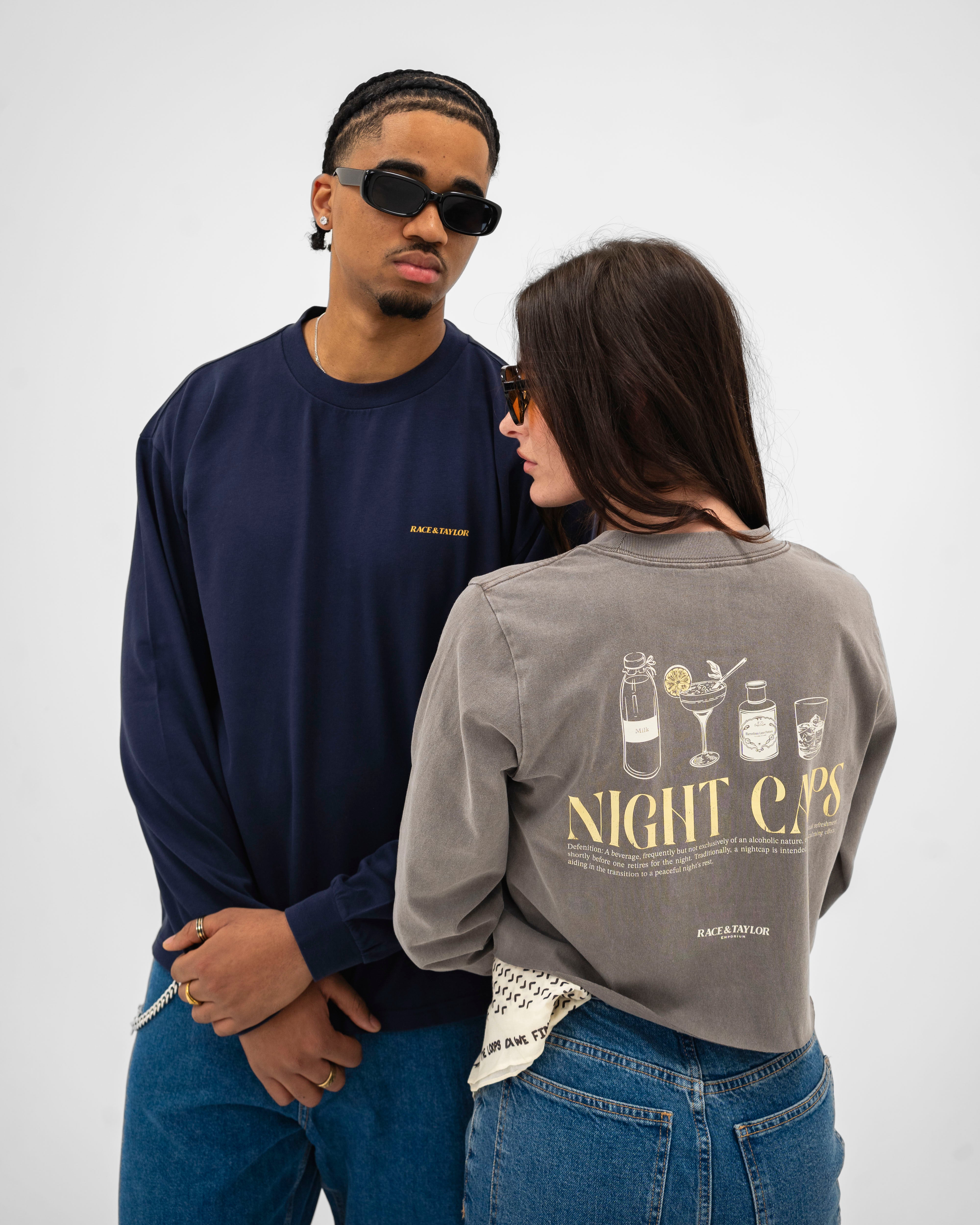 Cropped Night Caps Faded Long Sleeve T-Shirt