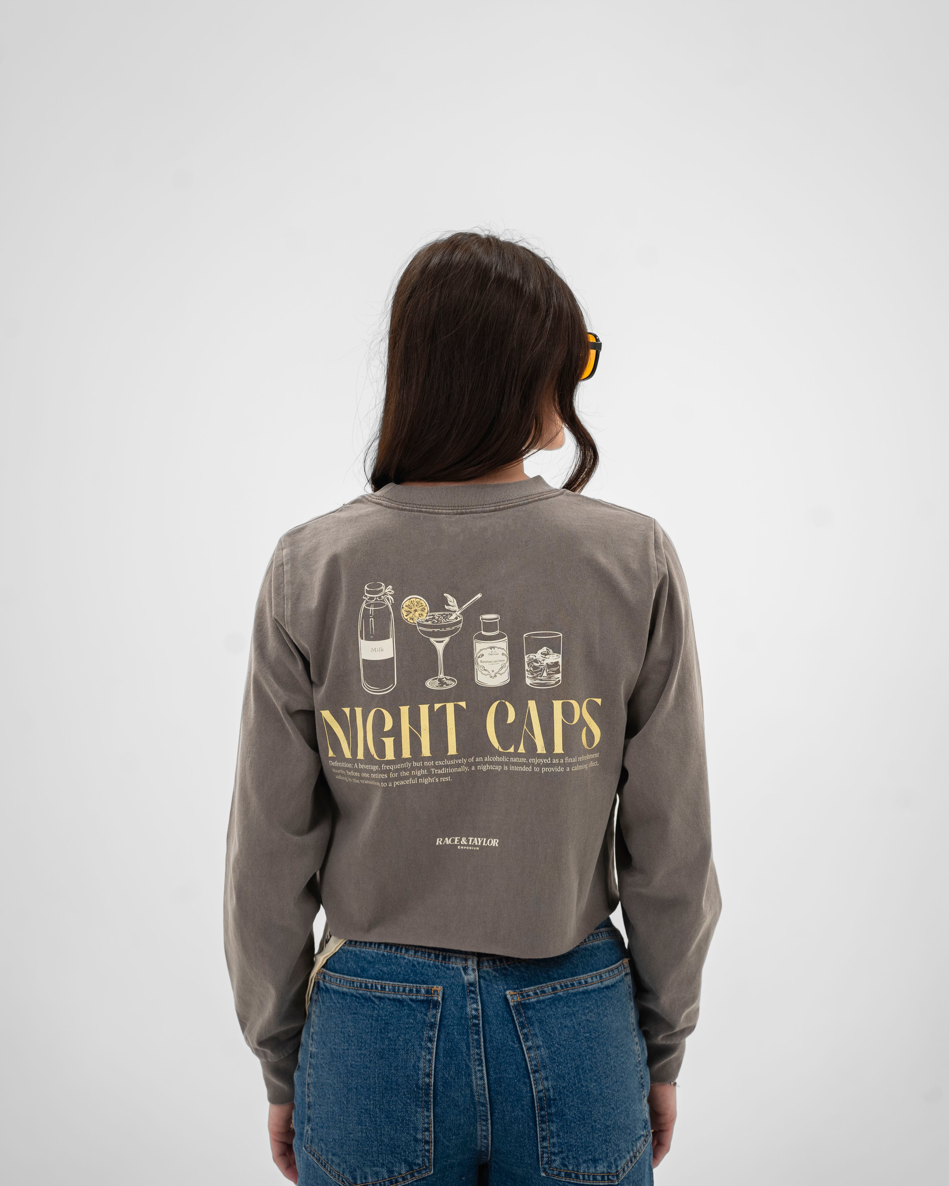 Cropped Night Caps Faded Long Sleeve T-Shirt