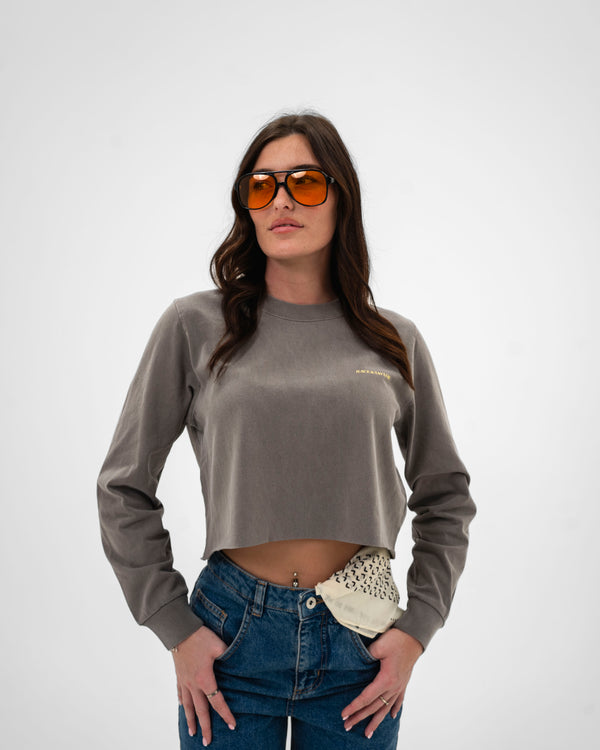 R&T Cropped Night Caps Faded Long Sleeve T-Shirt front view — Race & Taylor
