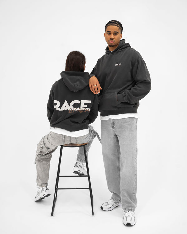R&T Bold Faded Hood Men's and Women's twin shot — Race & Taylor